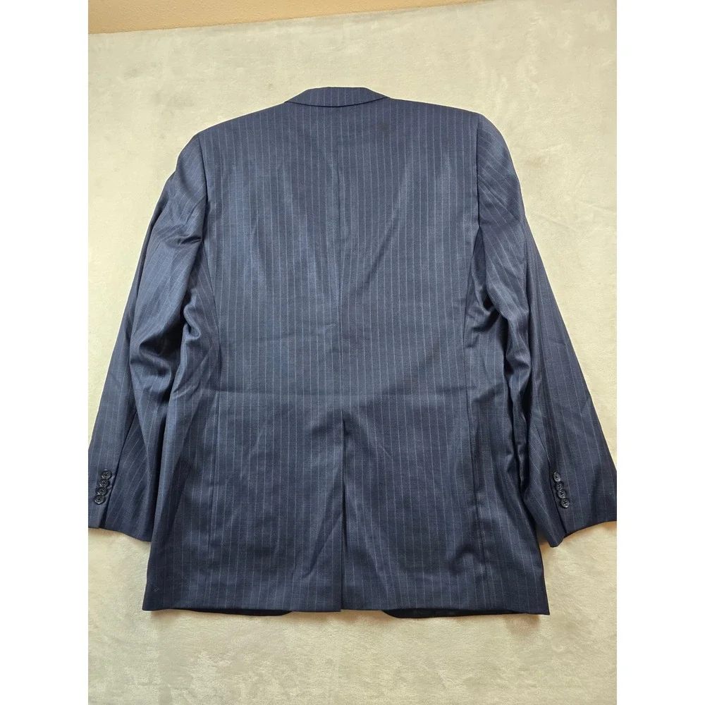 Cremieux Loro Piana Suit Mens 41L 2 Piece Pants 36x32 Navy Pinstripe 130s Wool
